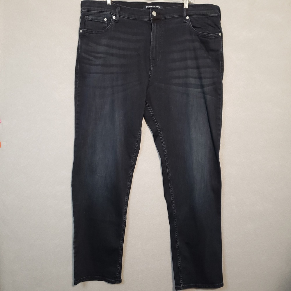 Calvin Klein Jeans Mens 40x32 CKJ 035 Straight Leg Dark Wash Black Denim